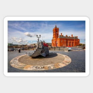 Merchant Seafarers' War Memorial, Mermaid Quay in Cardiff Bay Wales Sticker